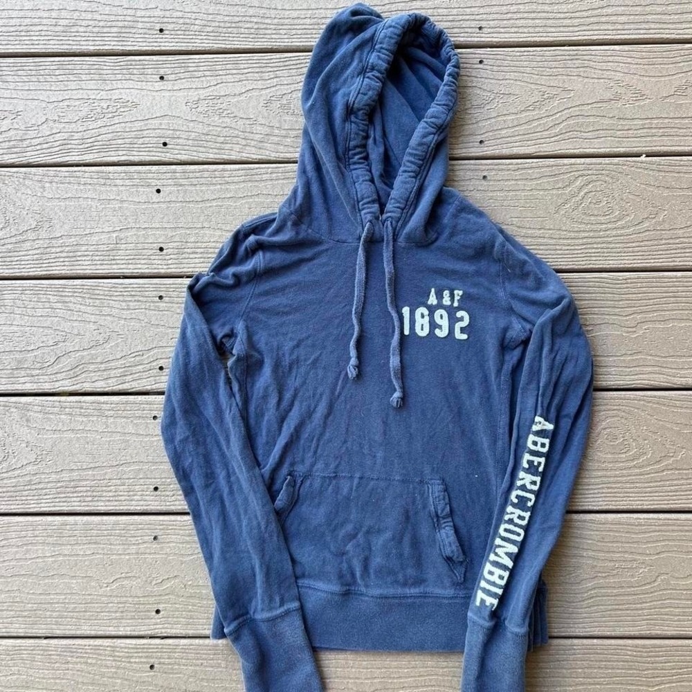 Vintage Y2K Abercrombie & Fitch Navy Hoodie Spellout Size‎ Medium